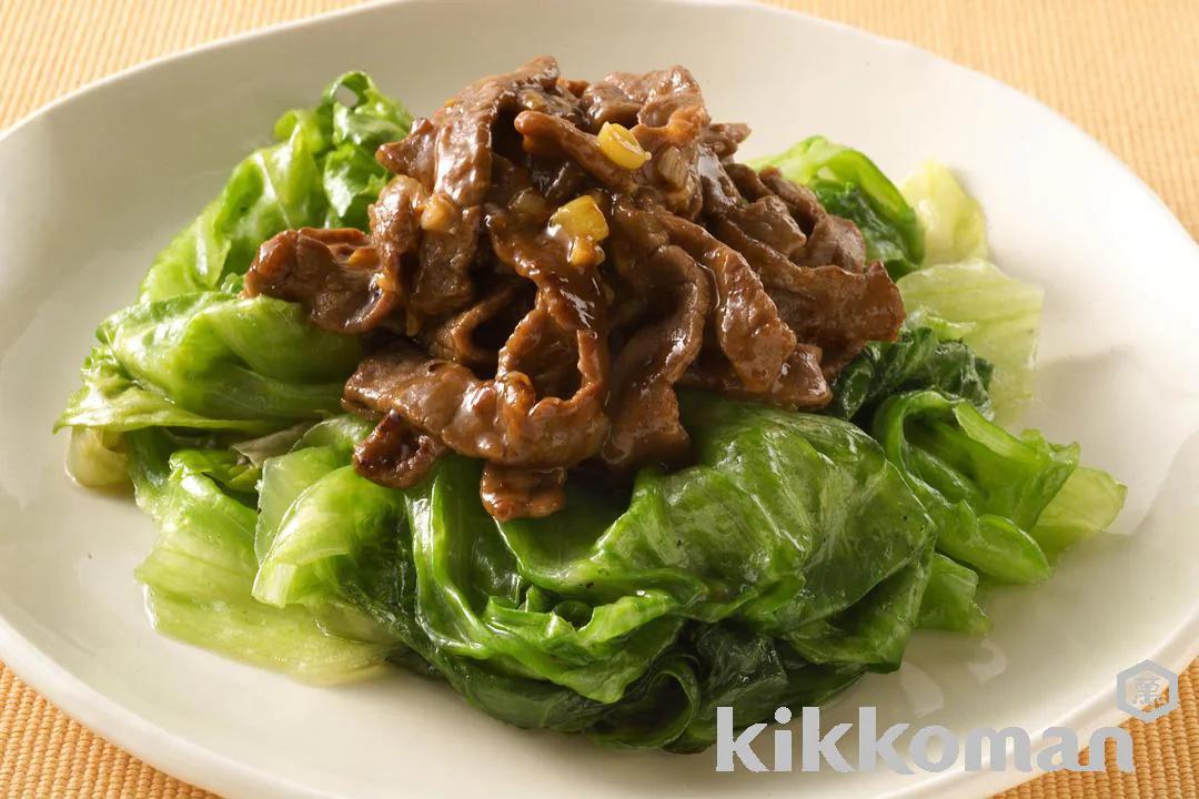 Lettuce and Beef Stir Fry in Osyter Sauce