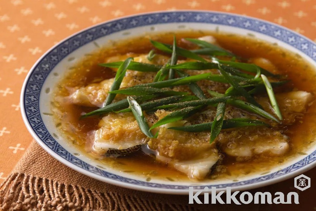 Steamed White-Meat Fish with Soy-Herb Sauce