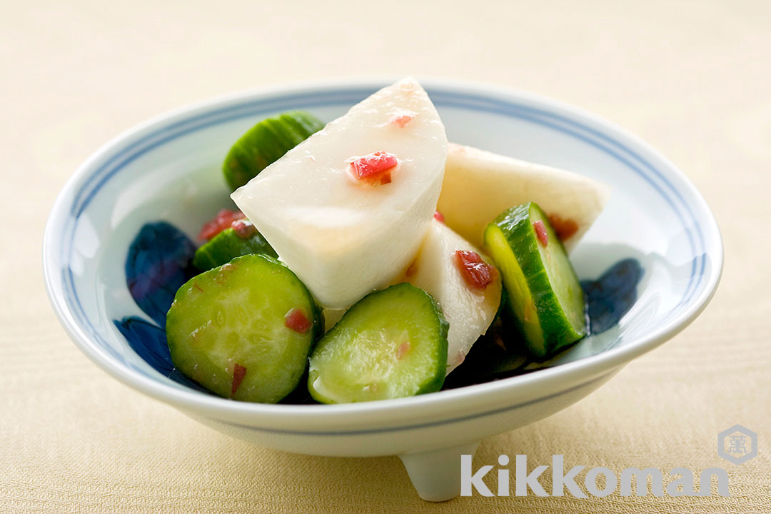 Turnips and Cucumbers Dressed with Umeboshi Pickled Apricot