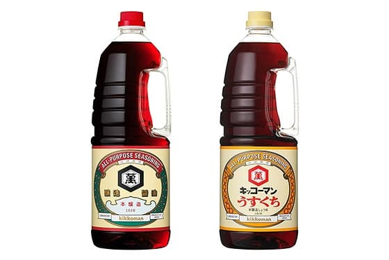 Kikkoman Soy Sauce (1.8-L Handy PET bottle) and Kikkoman Light-Colored (Usukuchi) Soy Sauce (1.8-L Handy PET bottle)