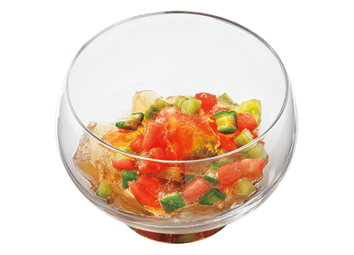 Dashi Jelly with Cubed Vegetables, Gazpacho-Style