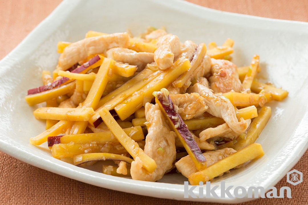 Sweet Potato and Chicken Stir-Fry in Oyster Sauce