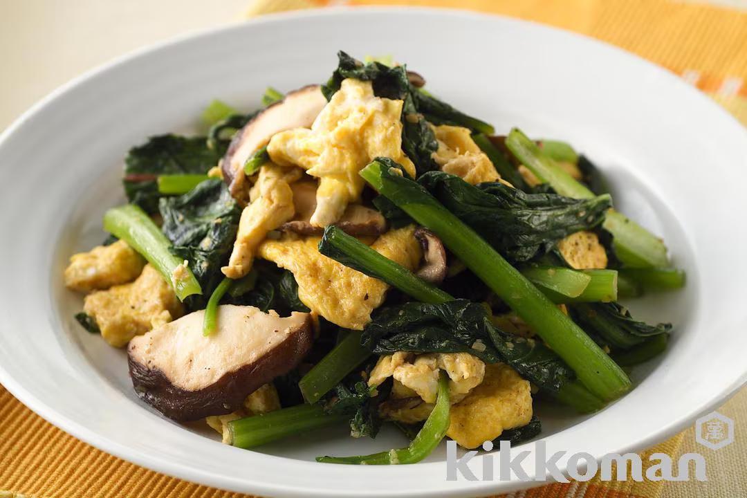 Egg and Japanese Mustard Spinach Oyster Sauce Stir-Fry