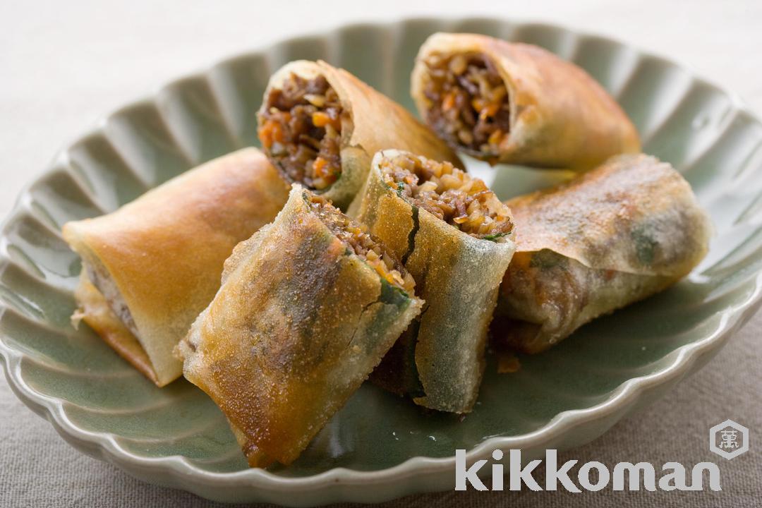 Sauteed Burdock Root Egg Rolls