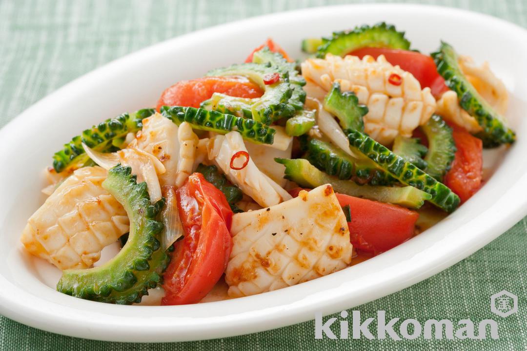 Bitter Melon, Squid, and Tomatoes in Oyster Sauce