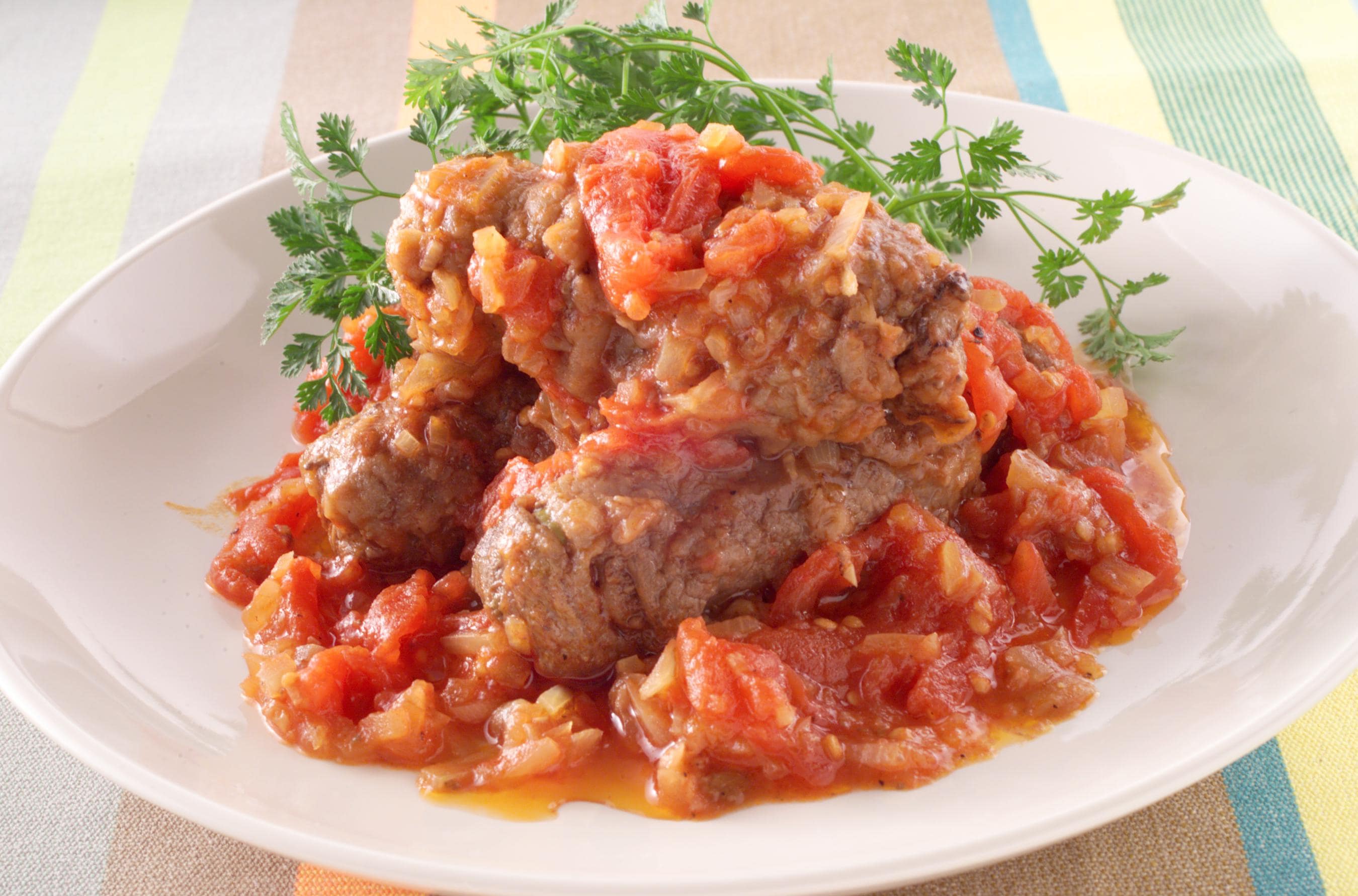 Tomato Simmered Beef Rolls