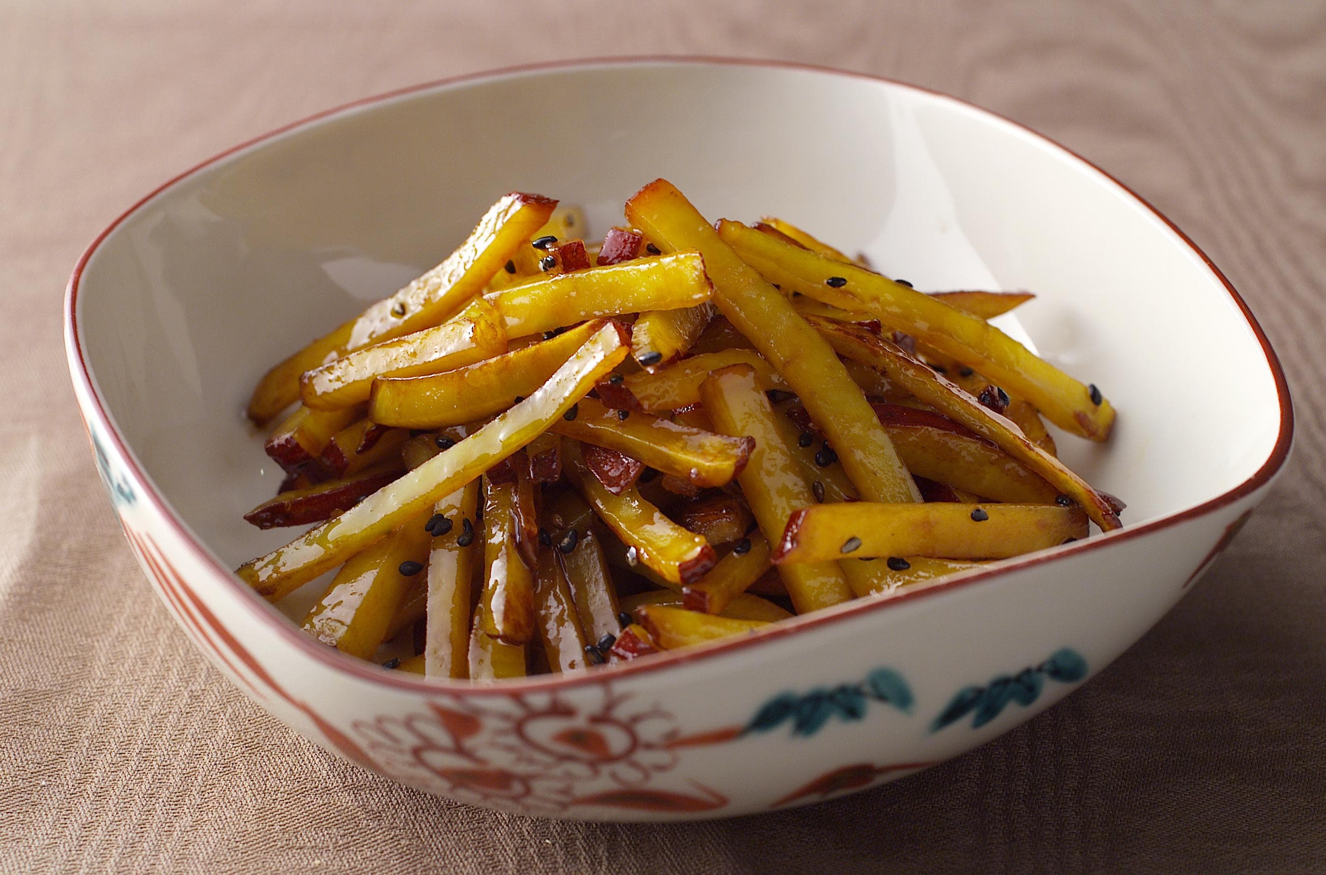 Sesame Butter Sweet Potato Fries (Kinpira）