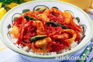 Seafood and Tomato Stew on Rice