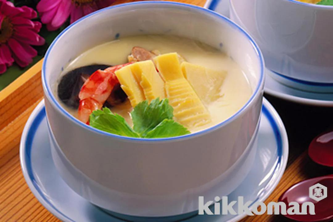 Japanese-Style Steamed Savory Egg Custard with Bamboo Shoots (Chawan-mushi)