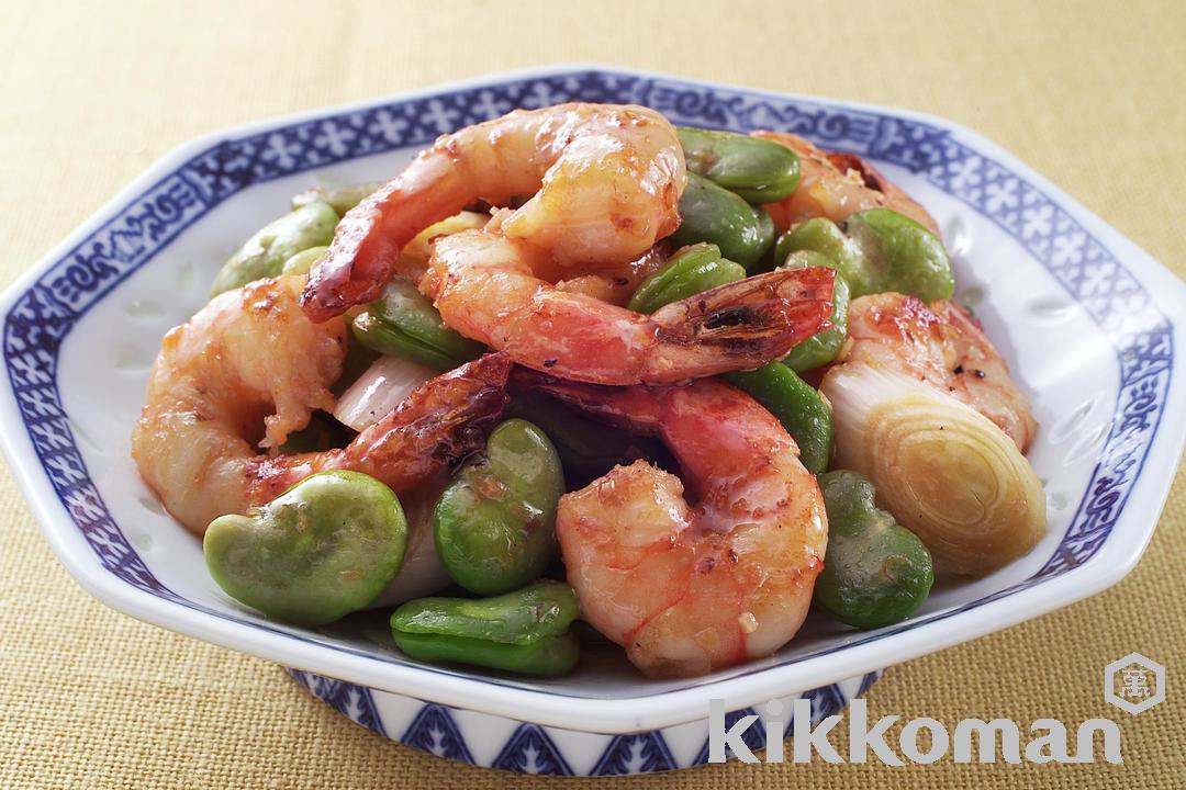 Spicy Fried Shrimp and Fava Beans