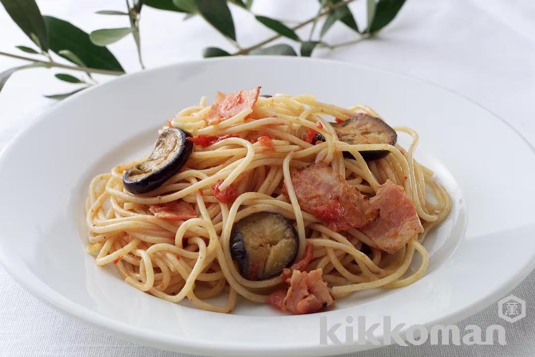 Eggplant and Bacon Tomato Pasta