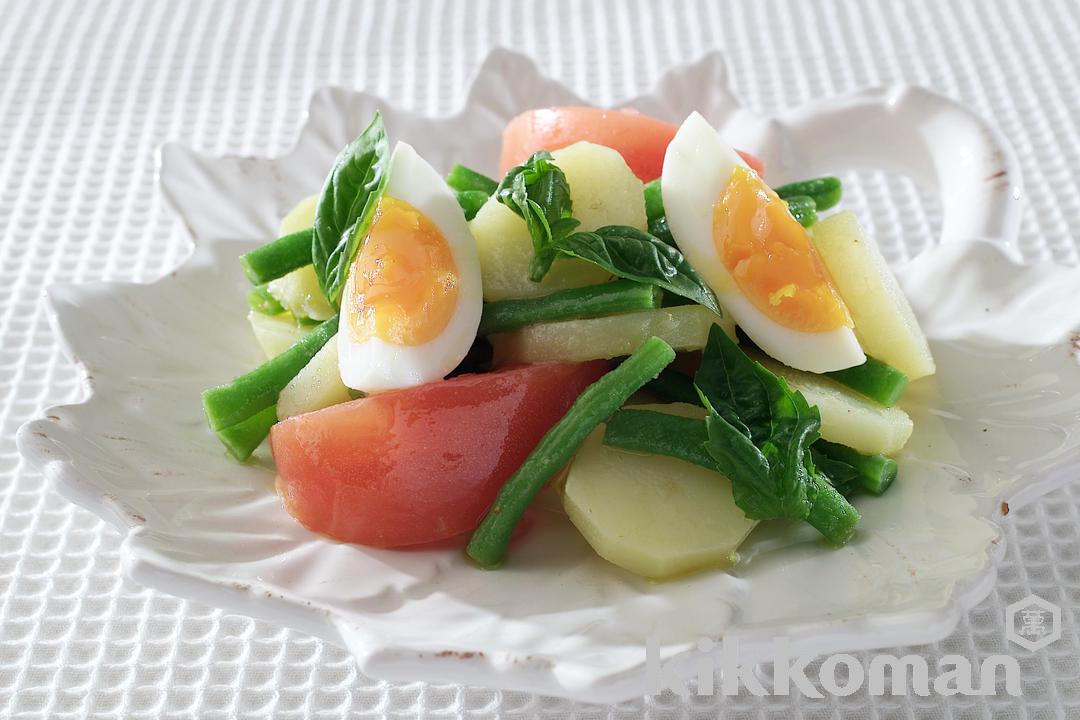 Basil Salad with Potatoes and Boiled Eggs