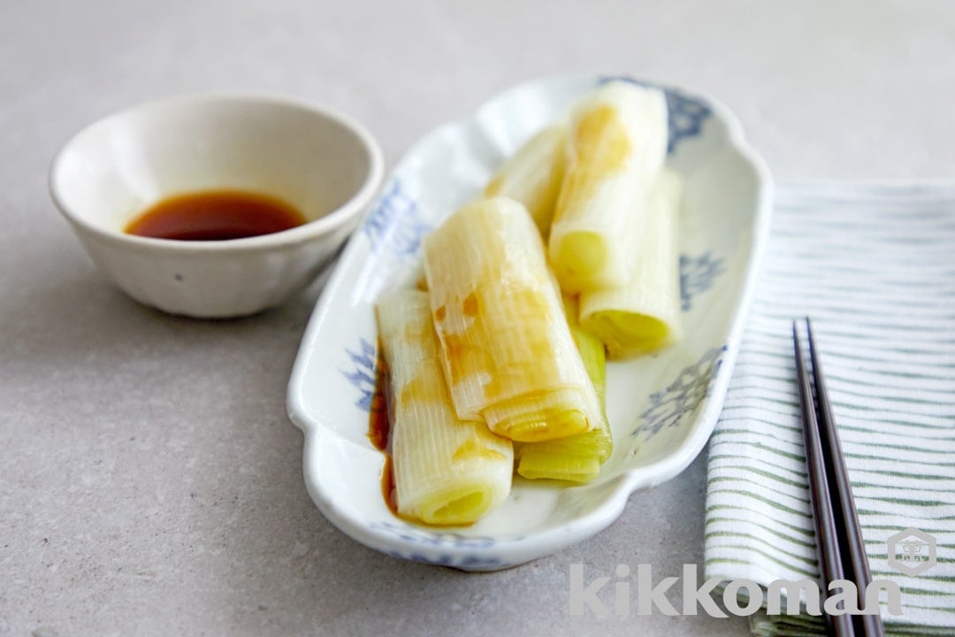 Boiled Japanese Long Onions - Honey Soy Sauce