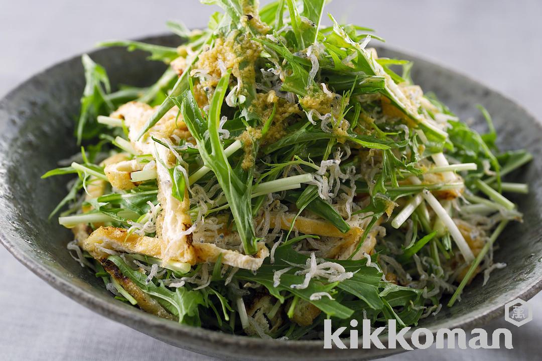 Potherb Mustard and Fried Tofu Salad in Ginger Dressing