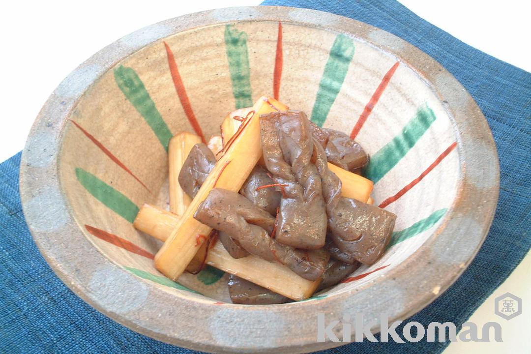 Simmered Udo Plant and Yam Cake (Kimpira)