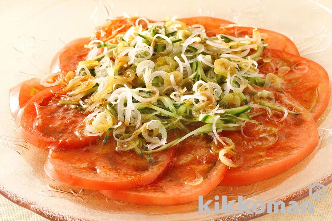 Sliced Tomato and Cucumber with Garlic Soy Sauce Dressing