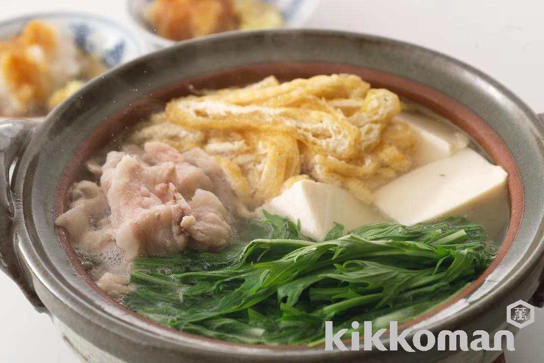 Mizuna Potherb Mustard and Pork Hot Pot