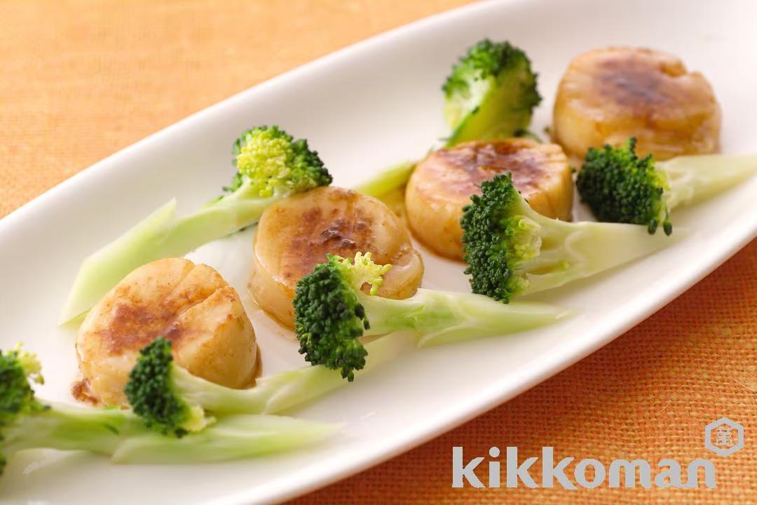 Sauteed Broccoli and Scallops in Butter and Soy Sauce