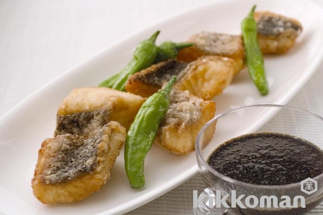 Deep-Fried Sea Bass with Black Sesame Sauce