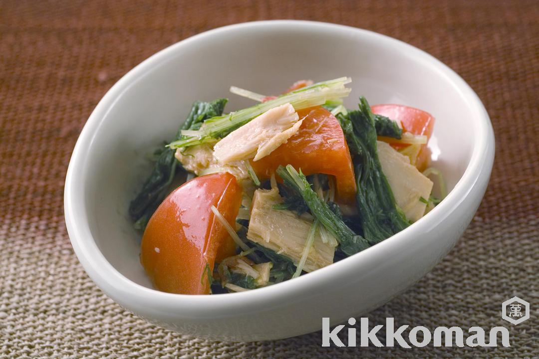 Japanese-Style Tomato, Mustard Greens and Tuna Salad