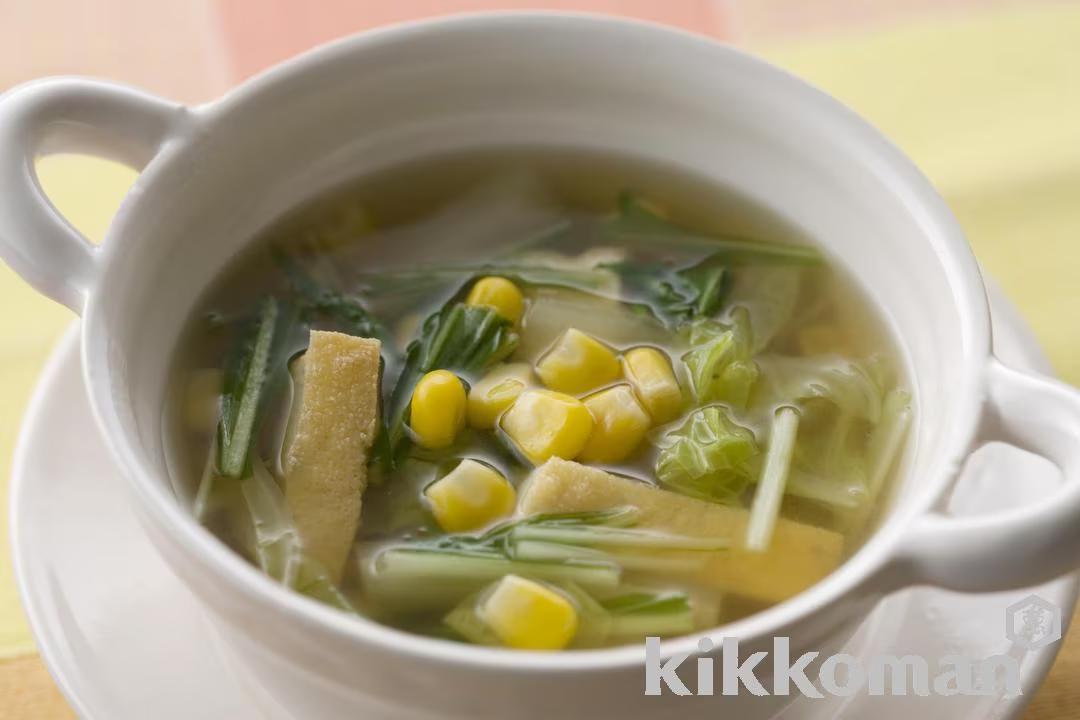 Vegetable Soup with Mustard Greens, Cabbage and Corn