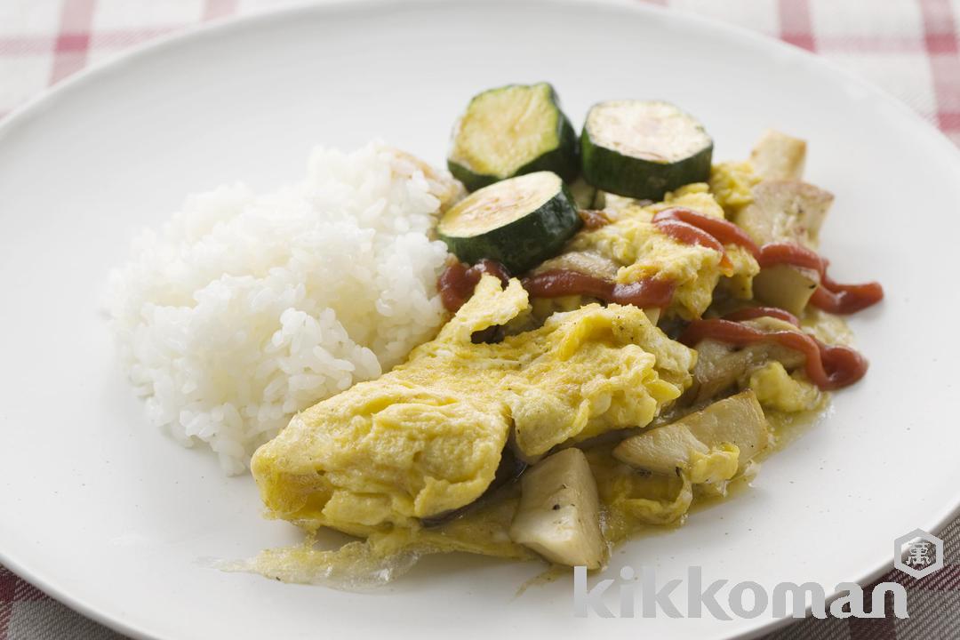 Eringi Mushroom Omelette with Zucchini