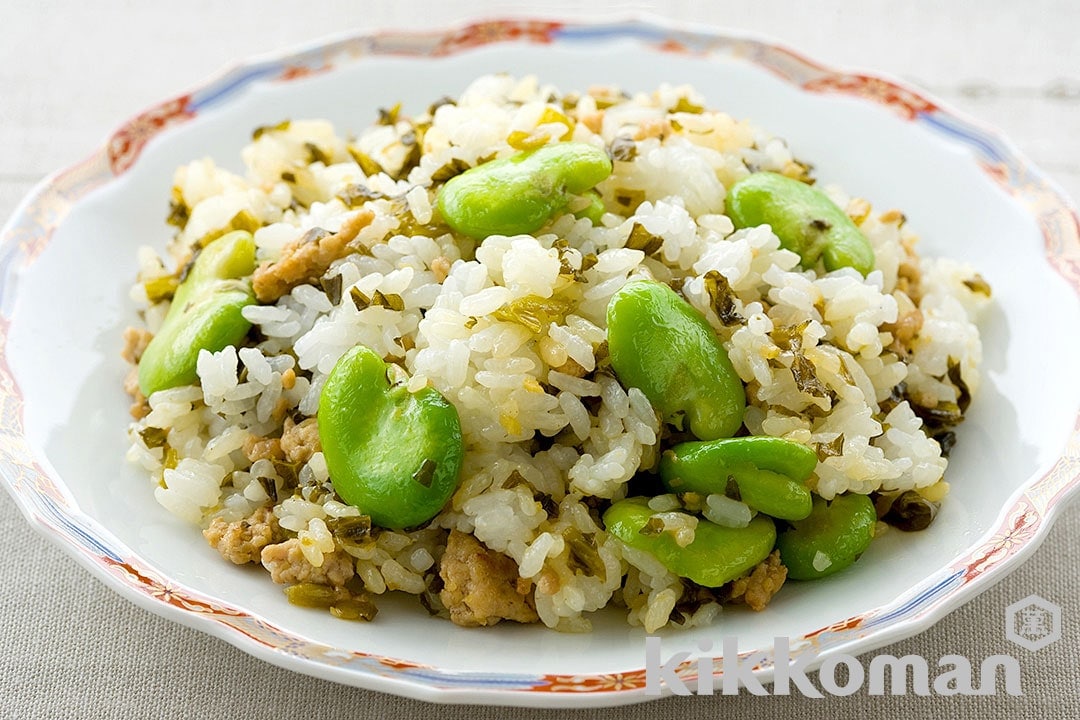 Fava Beans and Leaf Mustard Mixed Rice