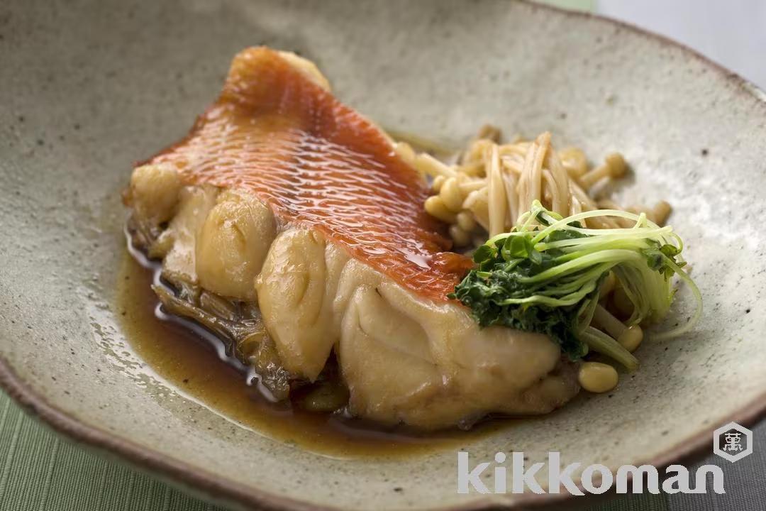 Simmered Splendid Alfonsino with Enoki Mushrooms