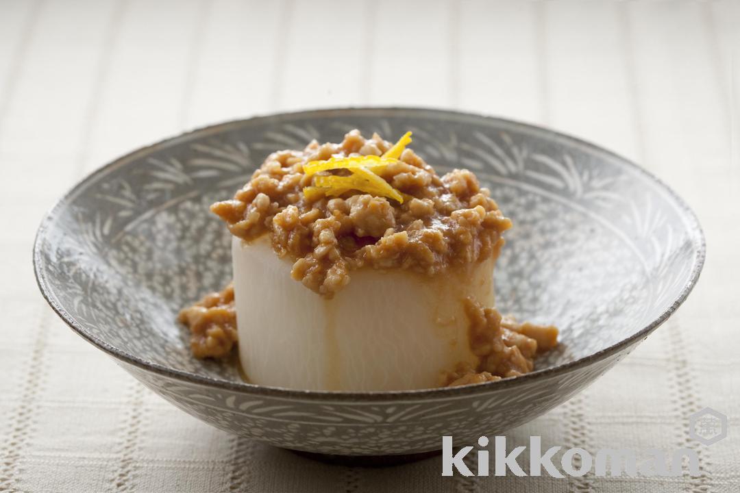 Simmered Daikon with Sweet Miso Sauce