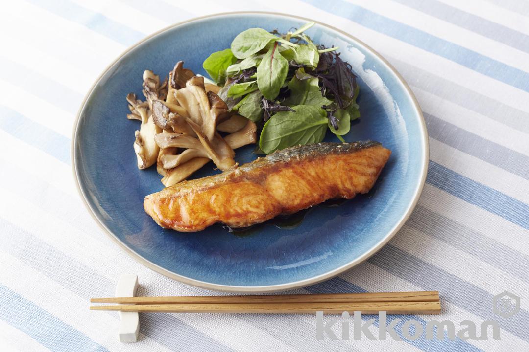 Salmon Meuniere with Mushrooms and Butter Soy Sauce