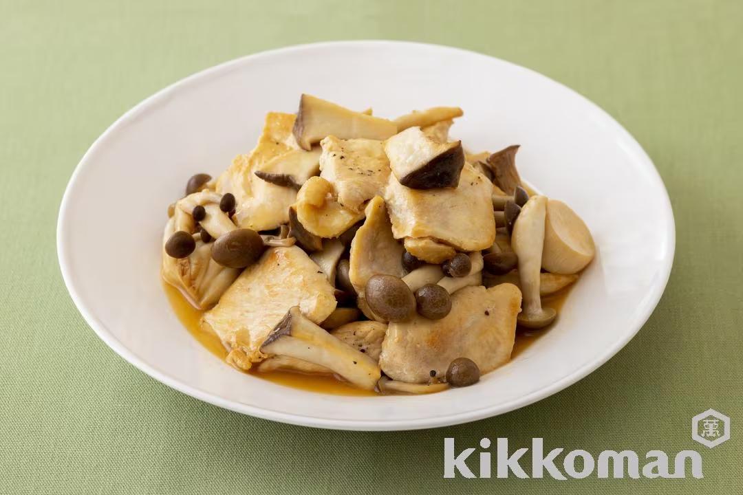 Mushroom and Chicken Saute with Butter Soy Sauce