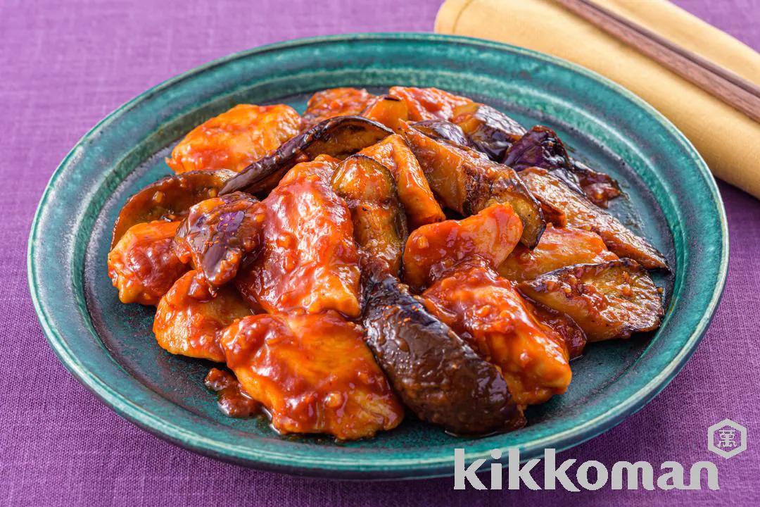 Chicken and Eggplant Spicy Ketchup Saute
