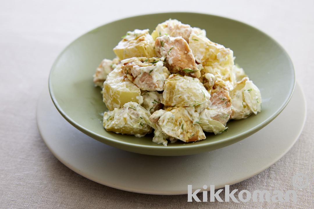 Teriyaki Salmon with Roasted Potatoes and Dill Yogurt Salad