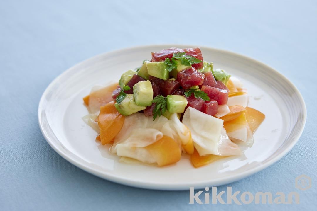 Tuna and Avocado Salad over Sweet Vinegar Vegetables