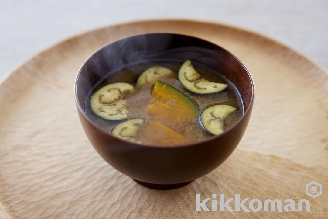 Miso Soup with Kabocha and Japanese Eggplant