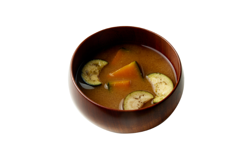 Miso Soup with Kabocha and Japanese Eggplant