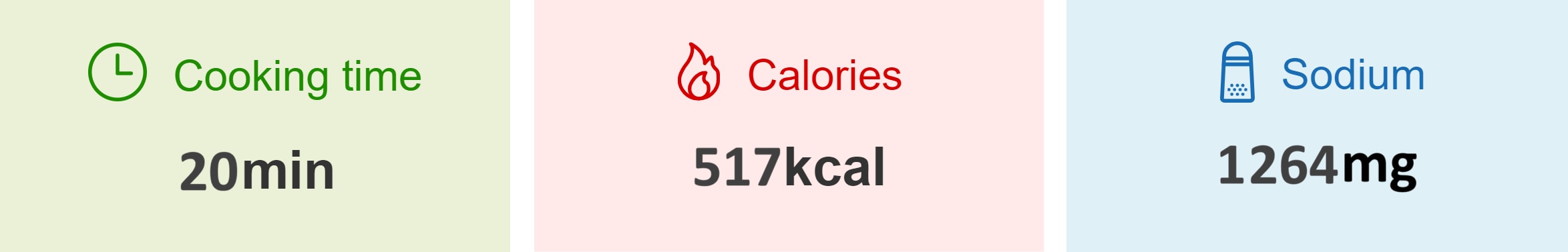 cooking time 20 min, calories 517kcal, sodium 1264mg