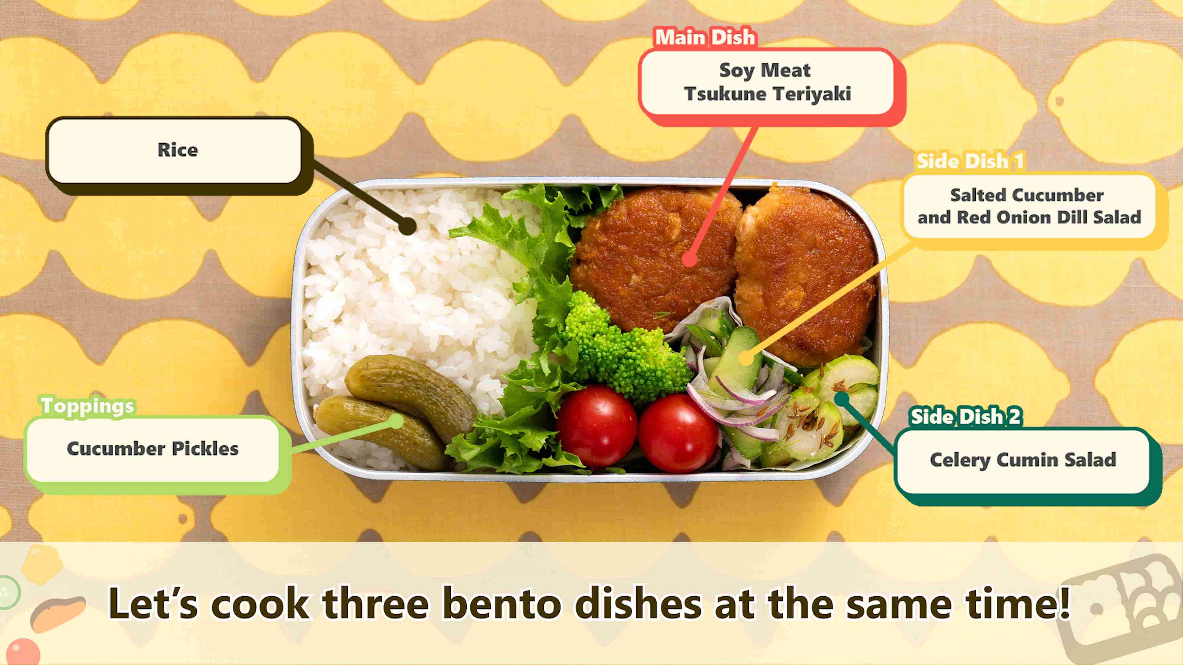 Vegan Tsukune (Meatballs) Bento Structure