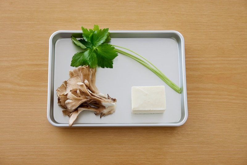 Vegetables and tofu on a trey