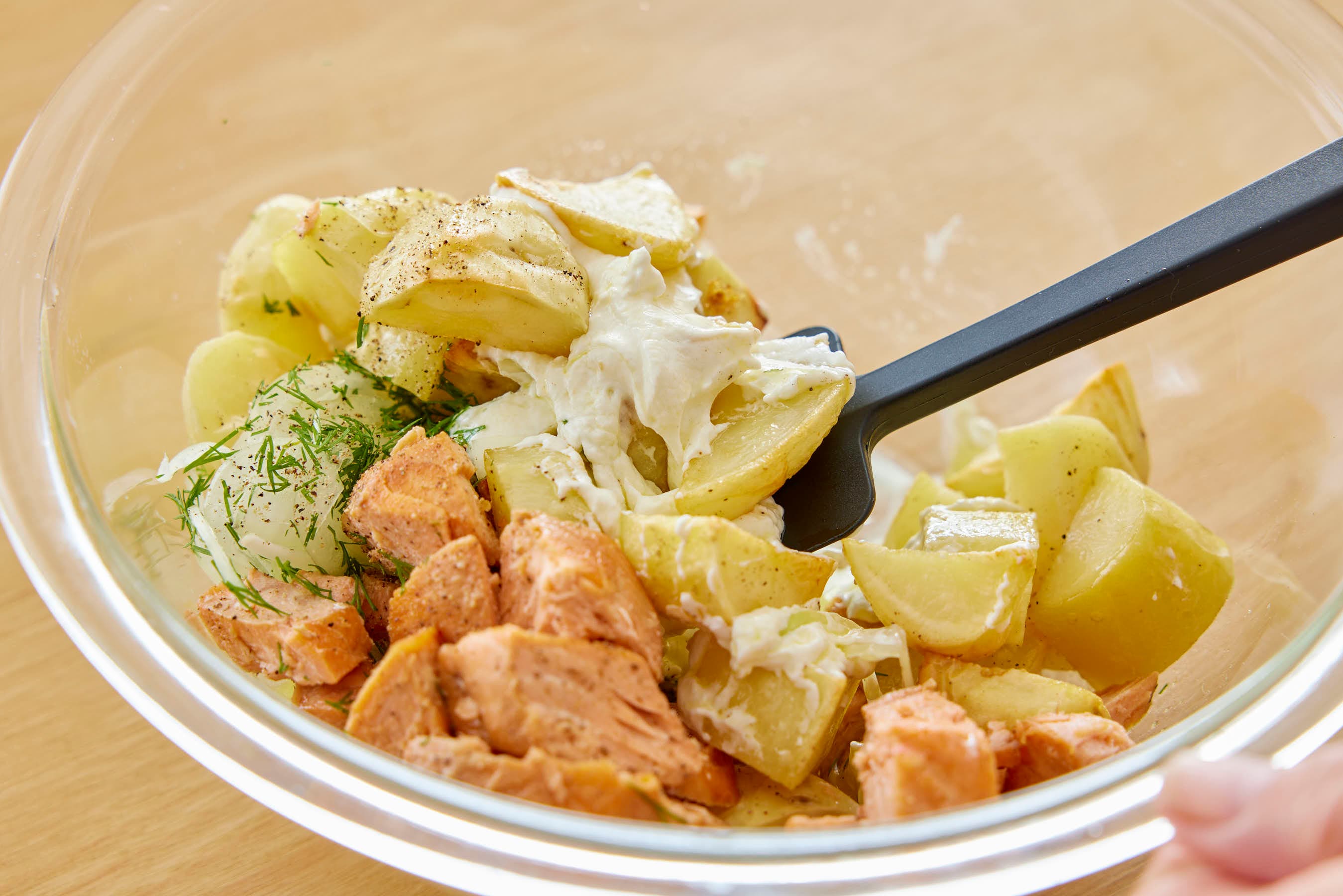 Mixing the ingredients in a bowl