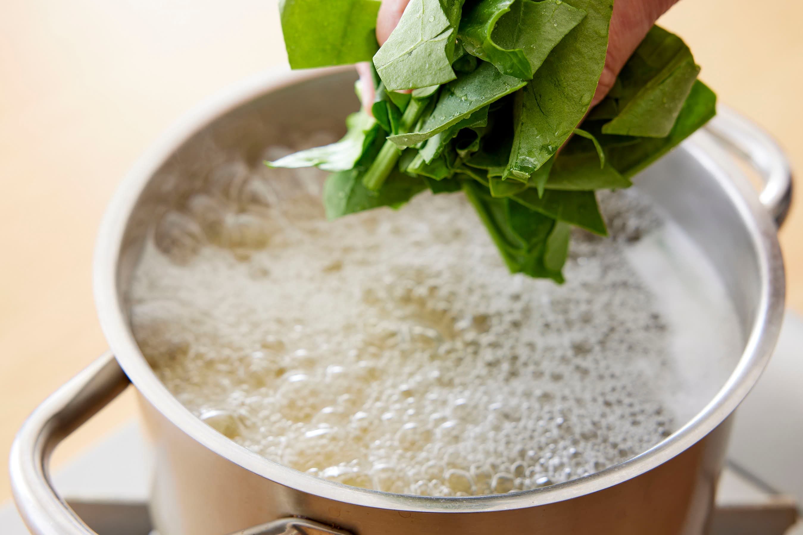 Boiling Pasta and Spinach