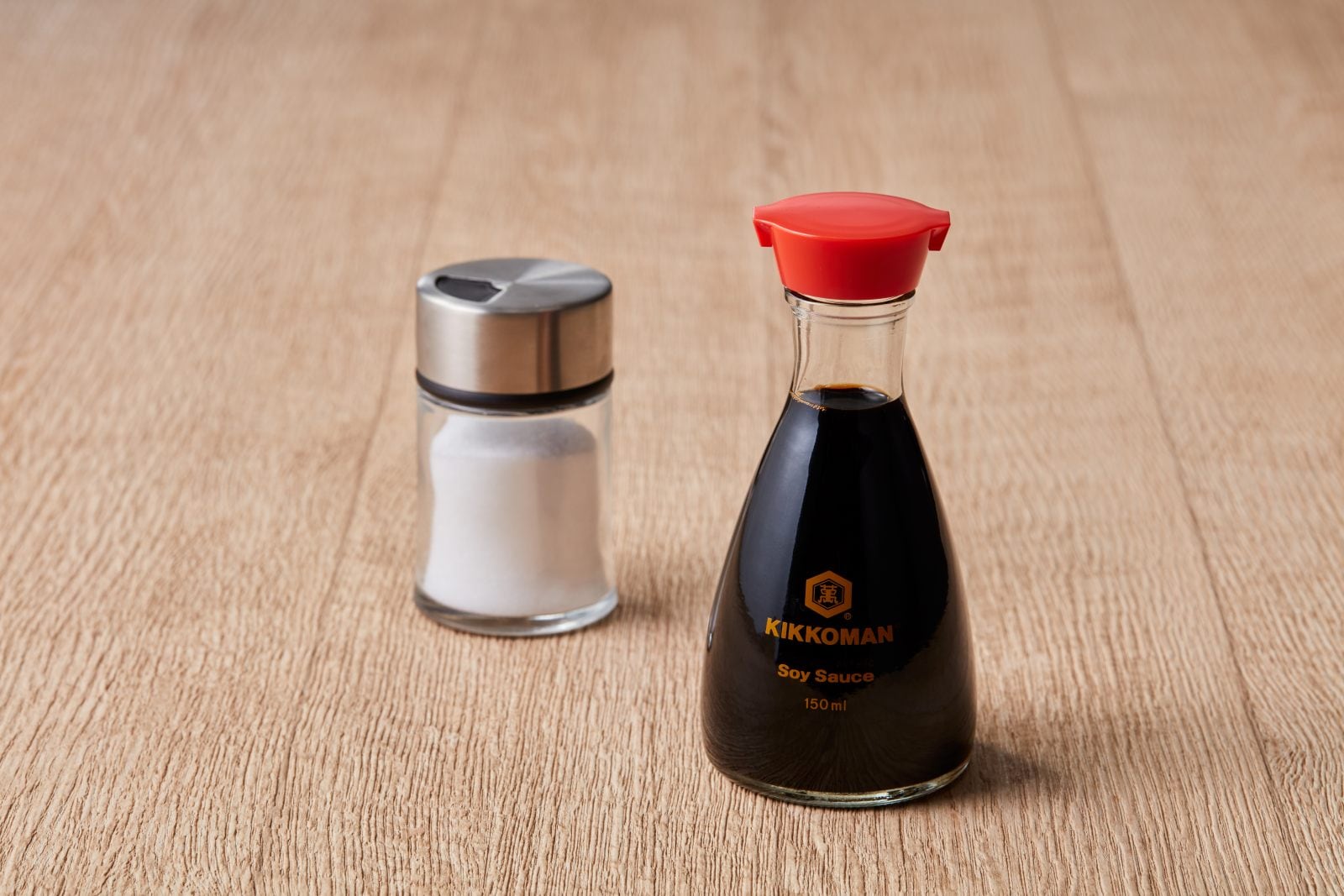 Kikkoman soy sauce and salt