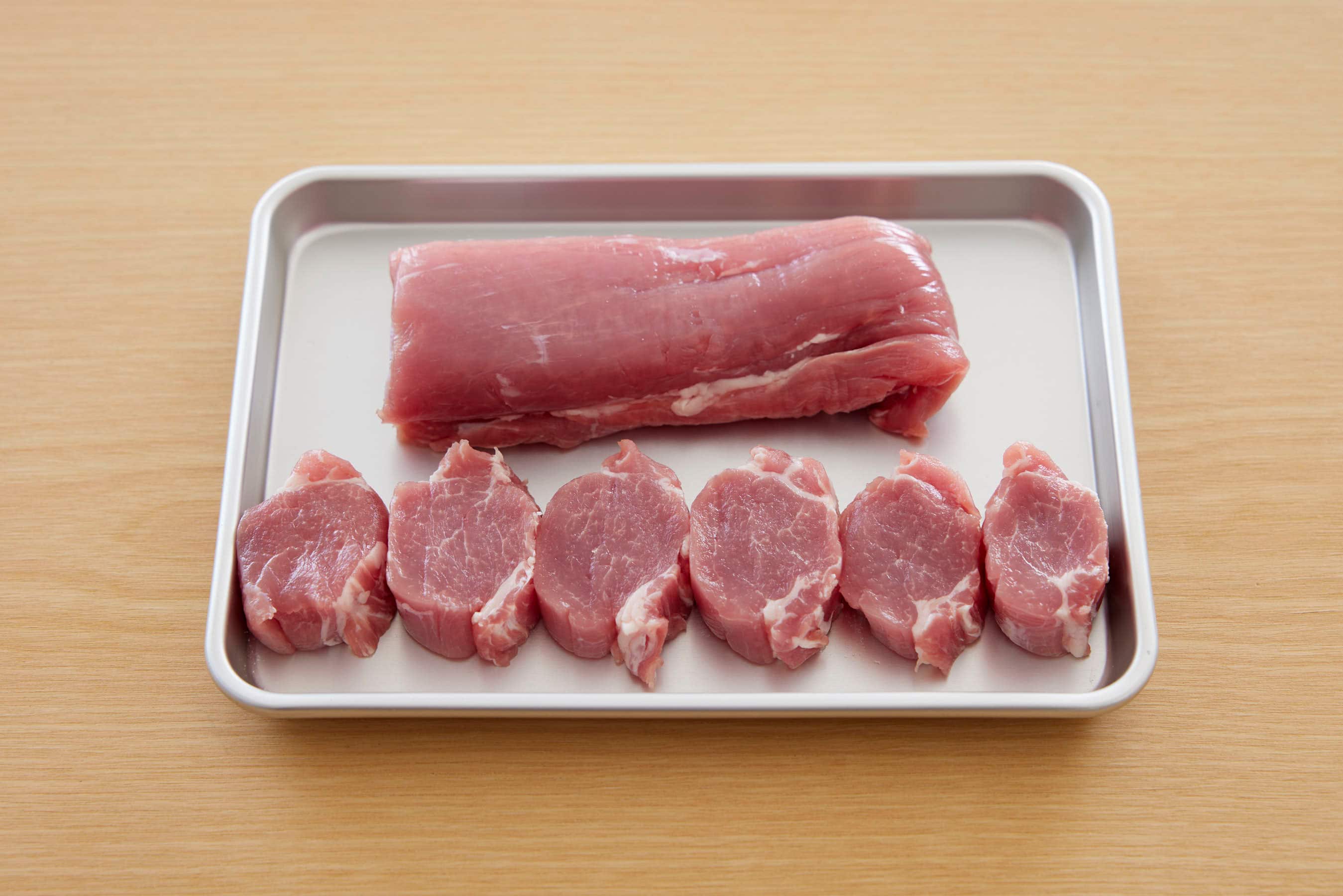 pork loin, tenderloin (fillet) on a trey