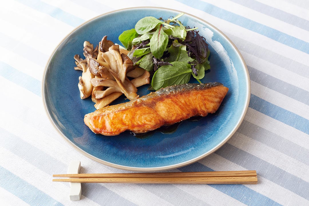 Salmon Meuniere with Mushrooms and Butter Soy Sauce