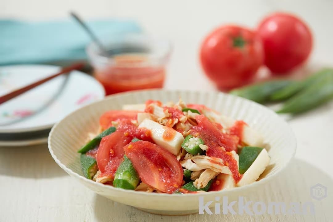 Okra and Yam Salad with Tomato Dressing