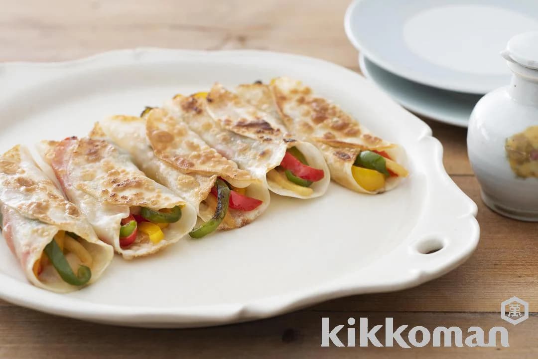 Three-colored Bell Pepper Potsticker Temaki