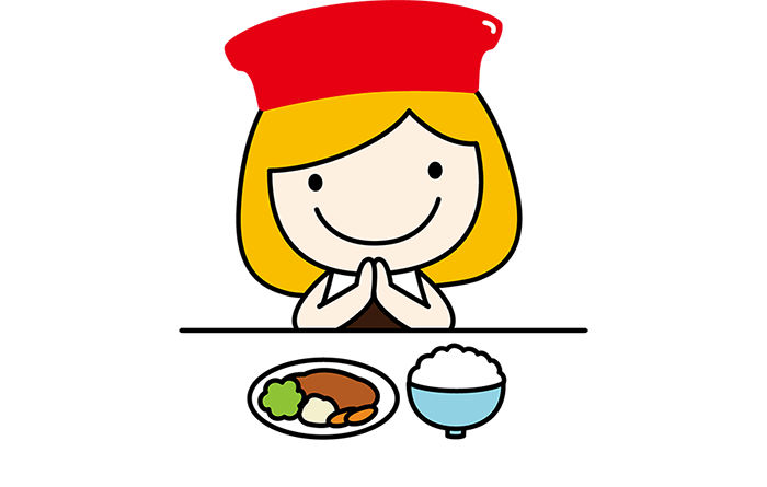 An image of saying “Itadaki-masu” just before eating