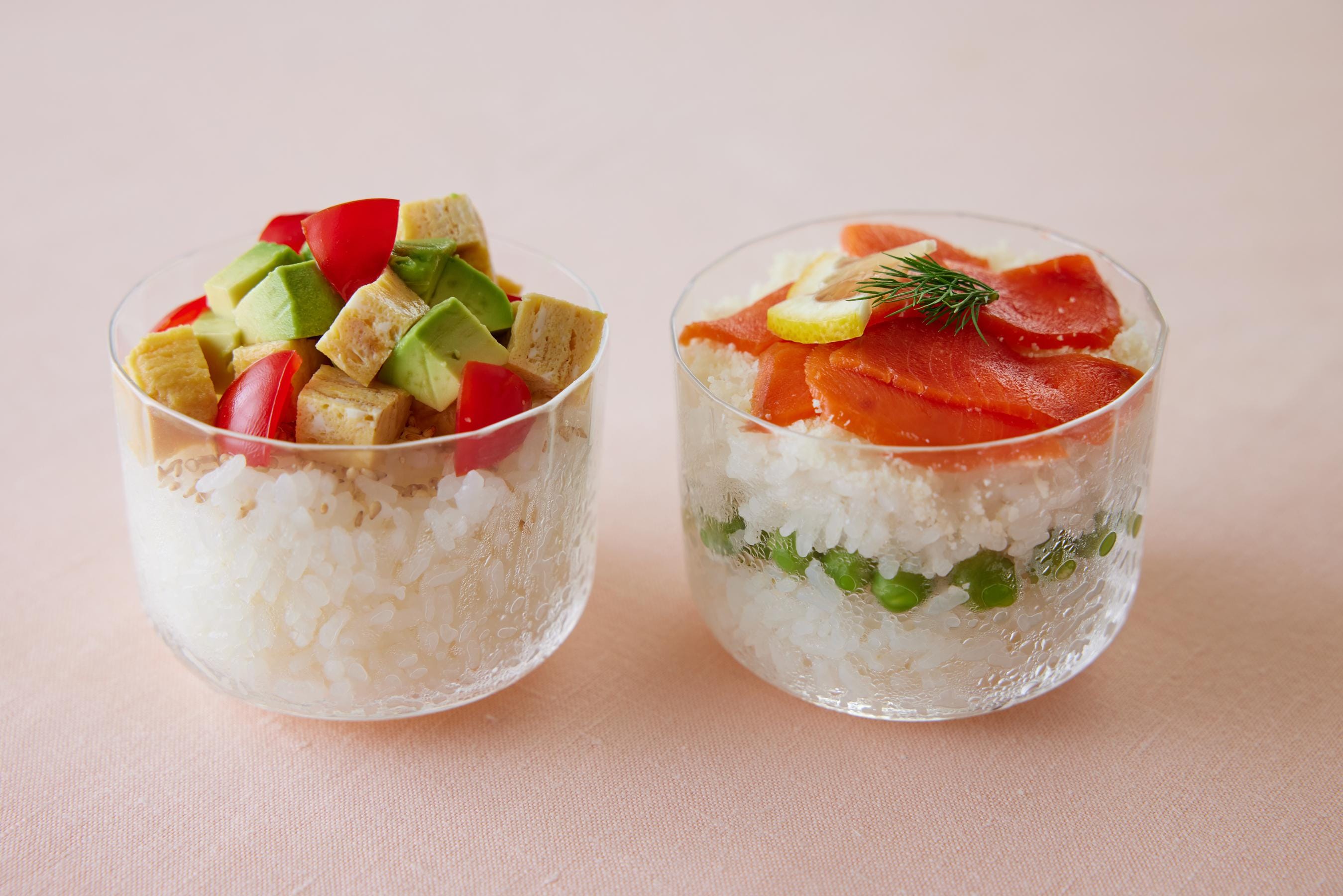serving Chirashi Sushi in cups