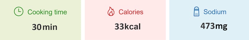 cooking time 30 min, Calories 33kcal, Sodium 473mg
