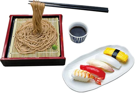 Soba and sushi food models Miniature food sample accessories